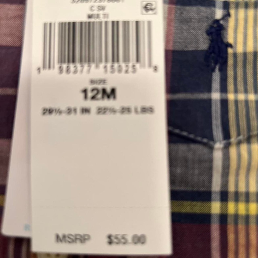 Ralph Lauren Plaid Infant Boys Romper with Snap Bottom Size 12 months NWT preppy - Picture 4 of 8